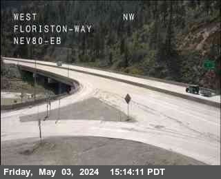 Interstate 80 milepost 199 at Floriston California, elevation 5320 feet. Webcam courtesy CalTrans.