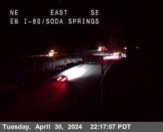 Interstate 80 at Soda Springs. Webcam courtesy CalTrans.