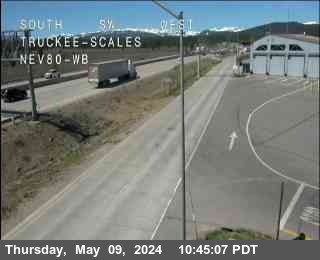 Interstate 80 MP 191 at Truckee Scales California, elevation 5800 feet.