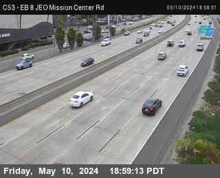 Timelapse image near (C 053) I-8 : Just East Of Mission Center Road, San Diego 0 minutes ago
