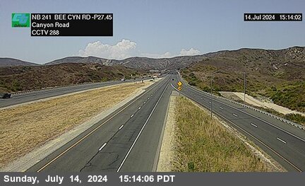 Timelapse image near SR-241 : 50 Meters South of Bee Canyon Road, Irvine 0 minutes ago