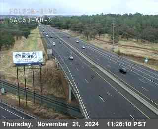 Traffic Camera Image from US-50 at Hwy 50 at Folsom_Blvd_SAC50_WB_2