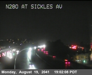 Timelapse image near TV323 -- I-280 : At Sickles Av, San Francisco 0 minutes ago