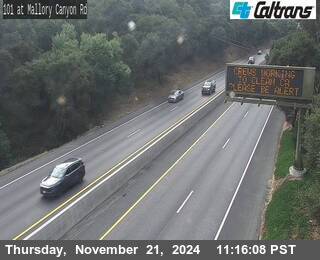 Traffic Camera Image from US-101 at US-101 : Mallory Canyon Rd