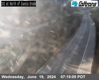 Timelapse image near US-101 : North of Cuesta Grade, Santa Margarita 0 minutes ago