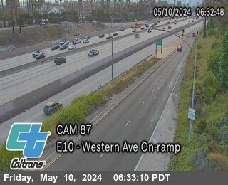 Timelapse image near I-10 : (87) Western Ave On-Ramp, Culver City 0 minutes ago