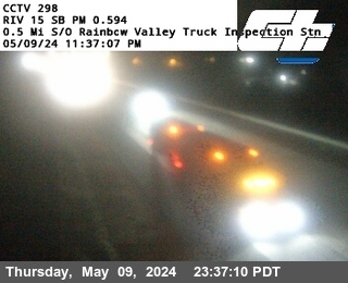 Timelapse image near I-15 : (298) 0.5 mi S/O Rainbow Valley Truck Inspection Station, Temecula 0 minutes ago